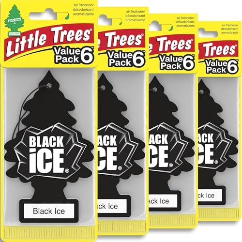 LITTLE TREES Car Air Freshener | Hanging Tree Provides Long Lasting Scent for Auto and Home | Black Ice, 24 Air Fresheners by LITTLETREES