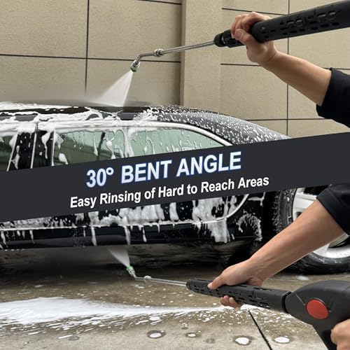 M MINGLE High Pressure Washer Gun with 2 Extension Wands & 30° Curved Rod - Image 2