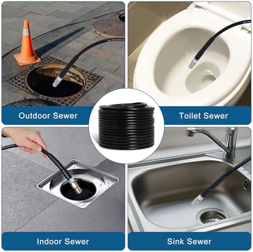 150FT Sewer Jetter Kit for Pressure Washer 5800PSI Drain Cleaner - Image 5