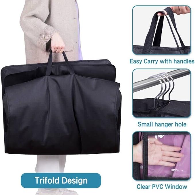 KIMBORA 60" Dress Garment Bags for Hanging Clothes Travel, Gusseted Garment Bags for Closet Storage with Handles for Long Gowns, Coats（3 Packs） - Image 4