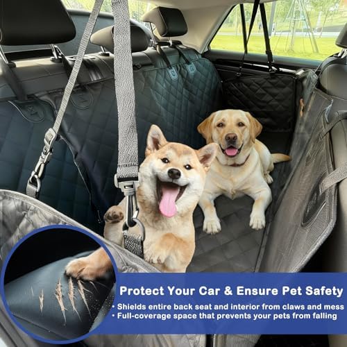 Dog Car Seat Cover,Waterproof 600D Oxford Hammock,Pet Protector | Heavy Duty Scratch Resistant Anti-Slip Cover with Side Flaps,Universal Back Seat Protector for Cars,Trucks SUVs - Image 2