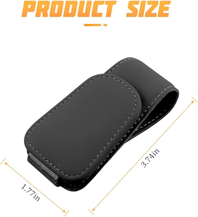 AICEL Sunglasses Holders for Car Sun Visor, Leather Magnetic Clip, Black | Leather Eyeglasses Hanger Mounter, Magnetic Glasses Holder and Ticket Card Clip, Car Accessories, Universal Fit - Image 2