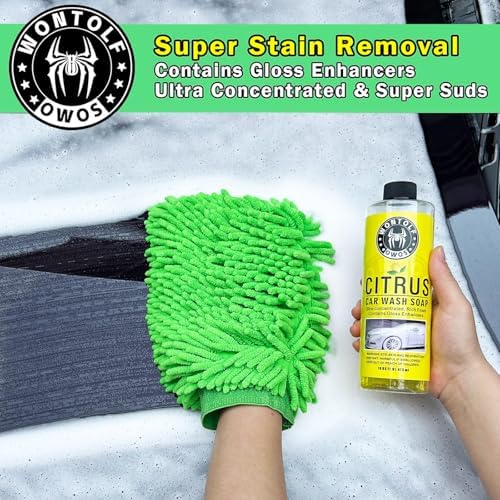 Wontolf 17pc Car Wash Kit, Car Cleaning Kit with Car Wash Brush Long Handle, Car Wash Soap, Interior Cleaner, Wheel Cleaner, Window Squeegee, Car Interior Detailing Kit for Cars Trucks RVs SUVs - Image 3