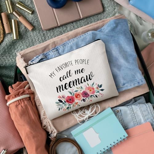 DILSJ Meemaw Gifts Makeup Bag, Grandma Gifts For Christmas From Grandkids Cosmetic Bags For Women, My Favorite People Call Me Meemaw Zipper Makeup Pouch Travel Organizer Toiletry Bag - Image 5
