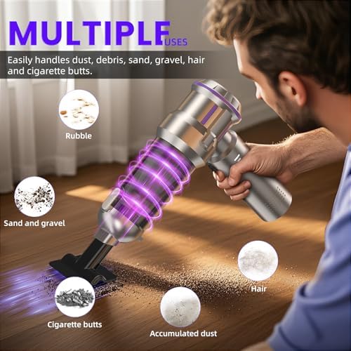 Handheld Vacuum Cleaner, 28000Pa 4 in 1 Handheld Vacuum Cordless, One-Touch Dust Removal, 3 Speeds Brushless Motor Mini Vacuum, Car Vacuum Portable Cordless for Office, Home, Kitchen, Car, Pet Hair - Image 6