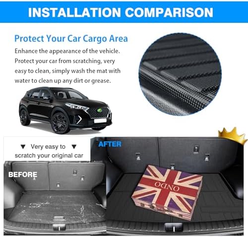 Powerty Trunk Mat for Hyundai Tucson 2016-2021(Not fit Hyundai Tucson NX4), All Weather TPE Cargo Mat Liner for Tucson Rear Trunk - Image 3
