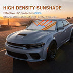 Front Windshield Sun Shade Fit for Dodge Charger Challenger Durango Journey Universal Fit to All Dodge Cars Foldable Sun Visor Protector Custom Fit Dodge Window Sunhade (Orange Trim) - Image 2
