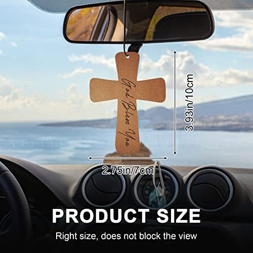 Fumete 24 Pcs Christian Gifts for Men Brown Cross Car Air Fresheners Bulk - Image 2