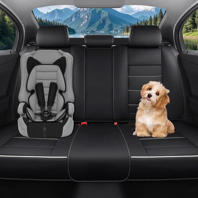 Car Seat Covers Full Set Custom Fit For Lexus GX460 2008-2023, Black&White | Lumbar Support, Premium Faux Leather, Breathable, Anti-Slip, Airbag Compatible, Waterproof, Car Seat Protectors, 2 Row-5Seat - Image 2