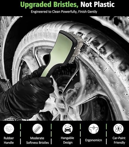 YeewayVeh 4PCS Car Wheel Cleaning Kit, 360° Bendable Rim Brush, Green/White - Image 6