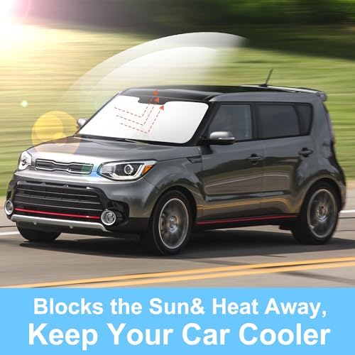 TINGLU Sun Shade for Kia Soul Base 2014-2019 Accessories Windshield Sun Shade Window Shade UV Rays Protection Sun Visor Cover with Steering Wheel Sunshade Storage Bag - Image 5