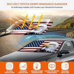 Bestview American Eagle Flag Windshield Sun Shade for 2012-2017 Toyota Camry,Custom Fit Foldable Front Window Sunshade Sun Visor Accessories Protector Block UV Rays Heat, Keep Your Car Cooler - Image 2