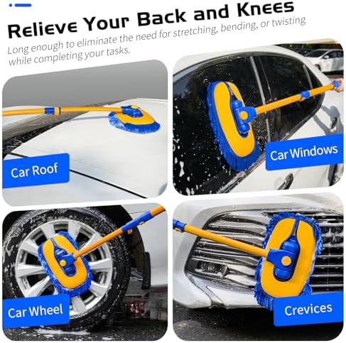 Ordenado 15° Curved Car Wash Brush with Long Handle, Scratch-Free Mop Head - Image 3
