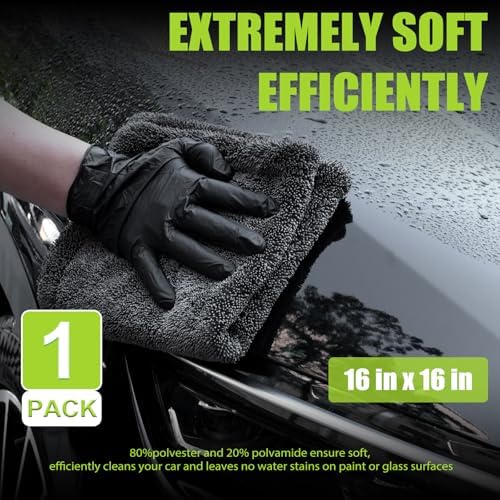 TTRCB 2 Pack Car Drying Towel, 1300 GSM Microfiber Towels for Cars (36" x 24" & 16" x 16"), Car Wash Mitt, Ultra-Absorbent, Streak Free, Car Wash Kit, Car Cleaning Detailing Supplies for SUVs, Trucks - Image 4