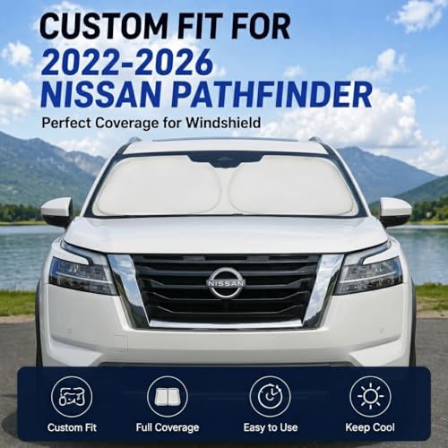 Windshield Sun Shade for 2022-2025 2026 Nissan Pathfinder Accessories - Windshield Sunshade Cover Front Window Shade Custom Fit Pathfinder Sun Visor Protector Foldable Blocks UV Rays - Image 2