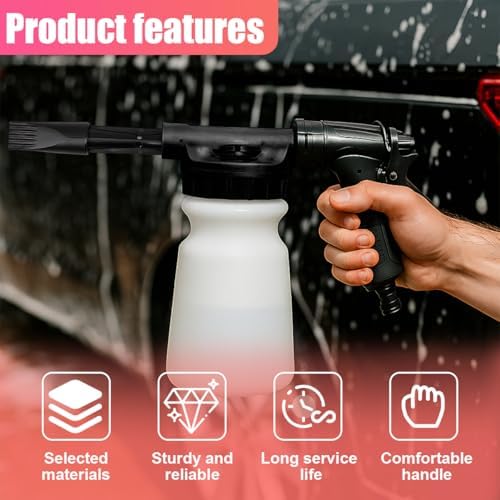 YoRise Car Wash Foam Gun, Adjustable Foam Cannon for Hose, Car Wash Sprayer with 6 Levels of Foams Concentration, Car Washing Soap Sprayer Connect to Any Garden Hose (Black) - Image 5