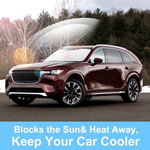 TINGLU Sun Shade for Mazda CX-9 CX9 2016-2025 2026 Accessories Windshield Sun Shade Window Shade UV Rays Protection Sun Visor Cover with Steering Wheel Sunshade Storage Bag - Image 5