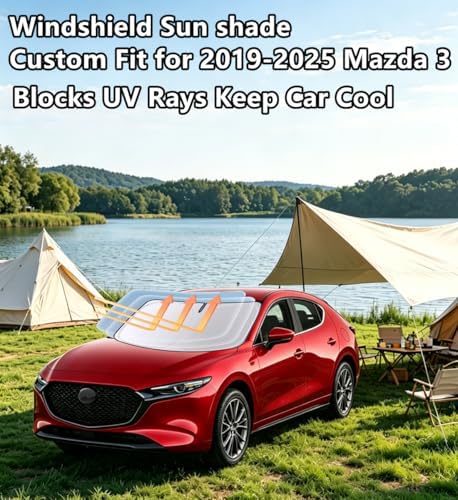 Windshield Sun Shade for 2019-2025 2026 Mazda 3 Upgrade 4-Layer 240T Car Windshield Accessories - Image 2