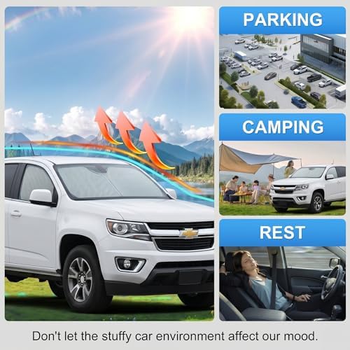 for 2015-2026 Chevy/Chevrolet Colorado Windshield Sun Shade - Foldable Windshield Cover Front Window Shade Custom Fit Colorado Accessories Sun Visor Protector Blocks UV Rays Car Accessories - Image 3