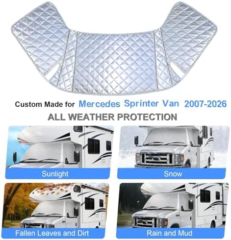 RV Windshield Cover for Mercedes Sprinter Van 2007-2026 All-Weather Sunshade for Blackout Privacy, Waterproof and Durable - Image 2