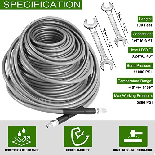 Sewer Jetter Kit 100FT for Pressure Washer, 5800PSI Drain Cleaner Hose - Image 2
