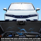 Sunshade for Honda Civic 2022-2025 2026 Sun Shade, Front Window Sun Visor Windshield Cover Custom Fit Civic (Not for 2022 Sport) Sedan, LX, EX, EX-L,Touring Keep Cool Car Accessories Blocks UV Rays - Image 3