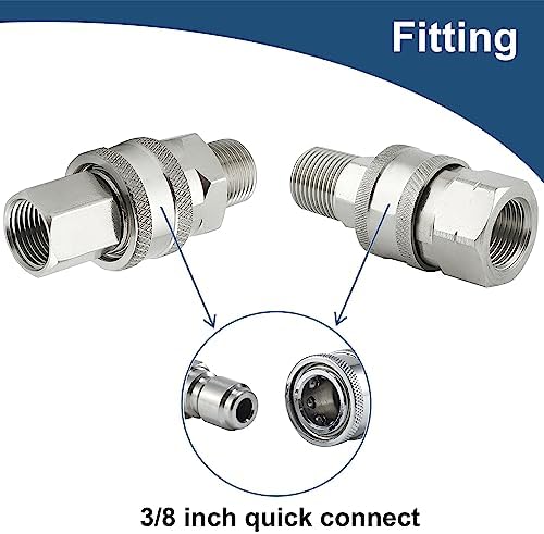 Raincovo Pressure Washer Quick Connect 3/8 Inch, Stainless Steel, 8 Piece - Image 2