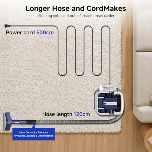 Portable Carpet Cleaner & Upholstery Cleaner Machine - 21Kpa Carpet Cleaner Machine, Self-Cleaning, Deep Cleaner for Pet Stains, Cars, Couch, Rug, Furniture with Dual Brush, Large Tank, Blue - Image 6
