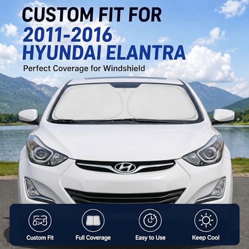 Windshield Sun Shade for 2011-2016 Hyundai Elantra Accessories - Windshield Sunshade Cover Front Window Shade Custom Fit Elantra Sun Visor Protector Foldable Blocks UV Rays - Image 2