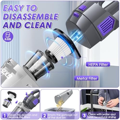 Gxzsk Handheld Vacuum Cordless, 15000PA Hand Vacuum, Car Vacuum Cleaner - Image 5
