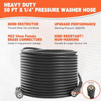 FIXFANS Pressure Washer Gun and Hose Kit, 50FT Power Wash Hose, M22 Fitting - Image 5
