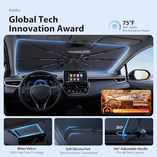 2026 Upgraded Windshield Sun Shade Umbrella for Toyota Corolla [Precision Custom Fit, Superior UV & Heat Block] Cooling Tech Fabric, Durable Foldable with Storage Bag, Fits 2000-2026 - Image 6