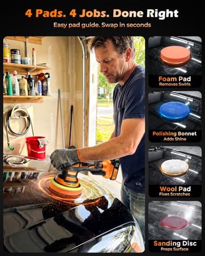 8-Speed Cordless Car Buffer Polisher Kit, 28 PCS Complete Kit - Image 6