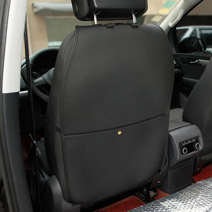 HCMAX 2 Pack Kick Mat Car Seat Back Protector Waterproof Easy to Clean Multifunctional Organizer Storage Bag Travel Accessory PU Leather Black - Image 2