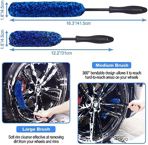 10Pcs Wheel Brush Kit for Cleaning Wheel and Tire, Wheel and Rim Brush, Car Detailing Brushes, Tire Brush, Bendable & Durable Car Wheel Rim Cleaner Brush Set,Car Cleaning Brush Supplies Kit - Image 2