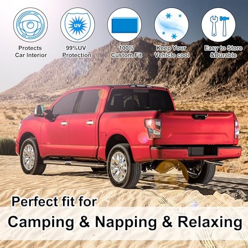 TINGLU Window Shades for Nissan Titan 2020-2024 Accessories Full Windows Windshield Sun Shade Sun UV Rays Privacy Protection for Camping 5PCS - Image 6