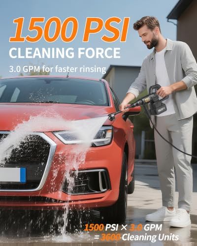 Cordless Pressure Washer Battery Powered; 1500PSI Brushless Power Washer - Image 2
