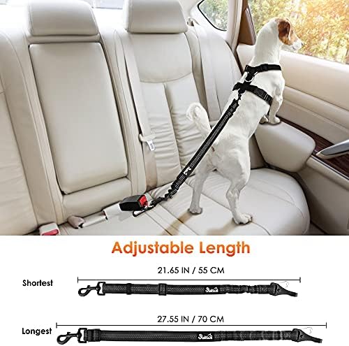 SlowTon Dog Car Seat Belt, 3 in 1 Latch Bar Attachment Dog Safety Seatbelt | Hook Latch Bar& Seatbelt Buckle, Reflective, Heavy Duty Nylon, Durability, Easy of Use, for Travel Riding, Black, 2 Pack - Image 6