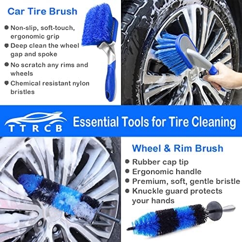 20Pcs Car Wheel Tire Detailing Brush Set,Car Detailing kit,Car Detailing Brushes,Auto Detailing Drill Brush Set,17" Long Handle Rim Wheel Brush,Tire Brush,Car Cleaning Kit for Wheels,Interior,Exterior - Image 2