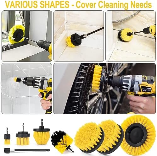 18 Pack Drill Brush Attachment Set, Power Cleaning Scrub Brushes for Drill, Extend Long Attachment, All Purpose for Car Detailing, Bathroom, Carpet, Tile Grout, Sinks, Corners - Image 6