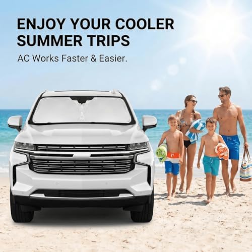 Windshield Sun Shade for Chevy/Chevrolet Suburban 2021-2024 2025 2026 Sunshade Front Window Shade Custom Fit Suburban Accessories Sun Visor Foldable Shade Blocks UV Rays Accessories - Image 4