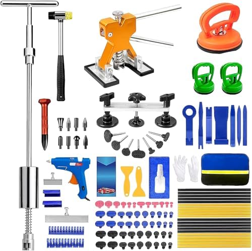 135pcs Dent Puller Kit, Paintless Dent Removal Kit for Dent Repair, Car Dent Repair Kit with T-Bar, Bridge Puller, Golden Lifter, Car Dent Remover for Car Refrigerator Door Ding Repair by Unknown