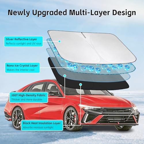 Windshield Sun Shade for Hyundai Elantra 2011-2026 Sunshade - Image 3