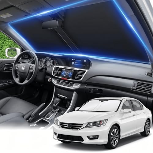 Windshield Sun Shade for Honda Accord 2013-2017 Sunshade Front Window Shade Custom Fit Accord Accessories Sun Visor Foldable Shade Blocks UV Rays Accessories by AuyNeas