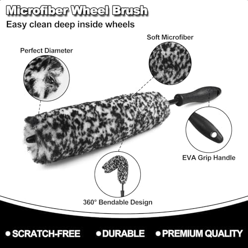 Car Wheel Brush kit, Tire Brush, Wheel Cleaner Brush, Soft-bristled Rim Cleaner Brush, Car Detailing Brushes, Wheel Brushes for Cleaning Wheels,Tires, Car Cleaning Brush Supplies Kit - Image 2
