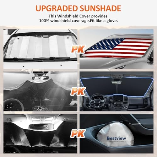 Bestview American Flag Windshield Sunshade for 2012-2017 Toyota Camry,Custom Fit Foldable Front Window Sunshade Sun Visor Accessories Protector Block UV Rays Heat, Keep Your Car Cooler - Image 4