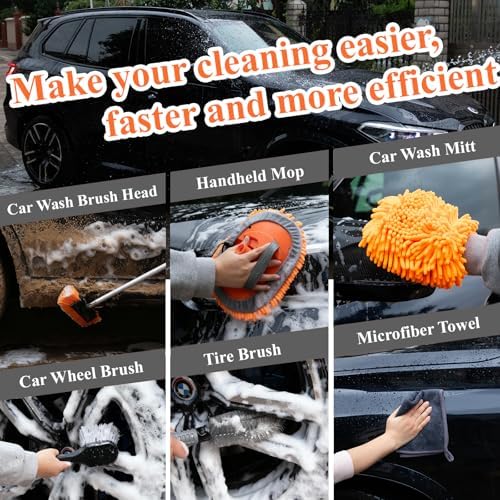 60" Extendable Car Wash Brush Kit with Long Handle - Image 5