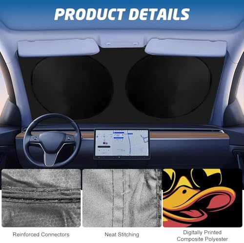 Windshield Sun Shade for Car, 63"x28.5" Universal Fit Front Window Sunshade with Double Steel Ring Frame, Car Sun Shade, UV Protection Windshield Cover with Storage Pouch (Duck) - Image 6
