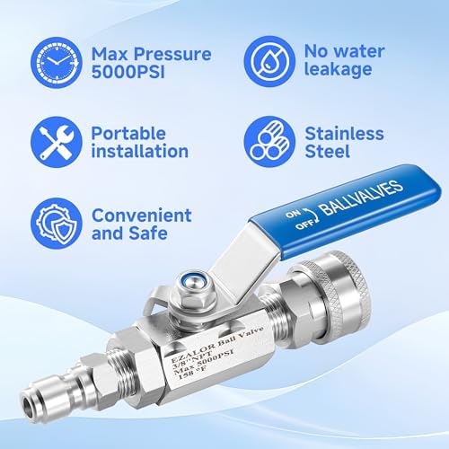 3/8" Quick Connect Pressure Washer Ball Valve, 5000 PSI - Image 6