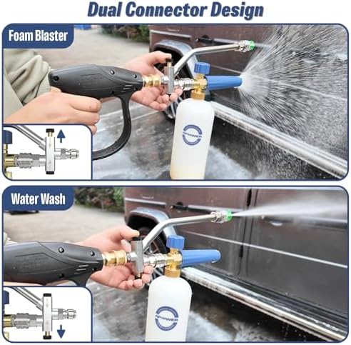 Foam Cannon Dual Connector for Pressure Washer, 1/4" Quick Connector - Image 2
